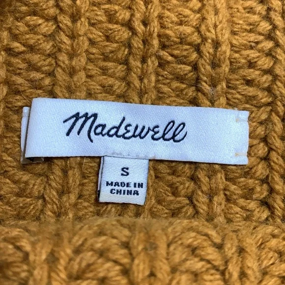 Madewell chunky knit sweater mock neck pumpkin spice button detail SZ S - Picture 8 of 11